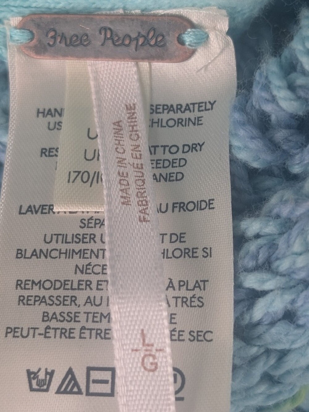 Free People Oversized Speckled Light Blue Cable Knit Sweater Women's Size Large - Picture 14 of 16